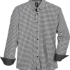 Michael Strahan Modern Fit Four-Way Stretch Sport Shirt, White & Gray Grid