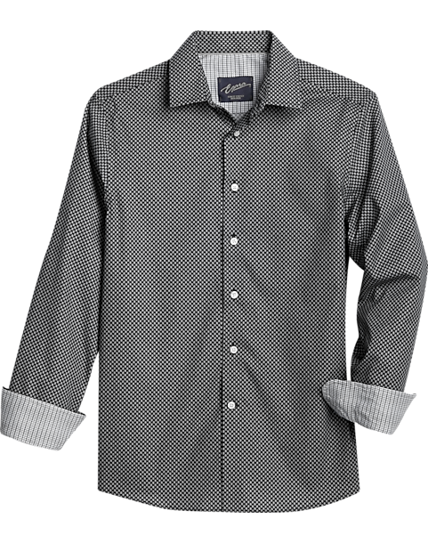 Egara Slim Fit Sport Shirt, Black Cat Eye Print 3 Egara Slim Fit Sport Shirt, Black Cat Eye Print