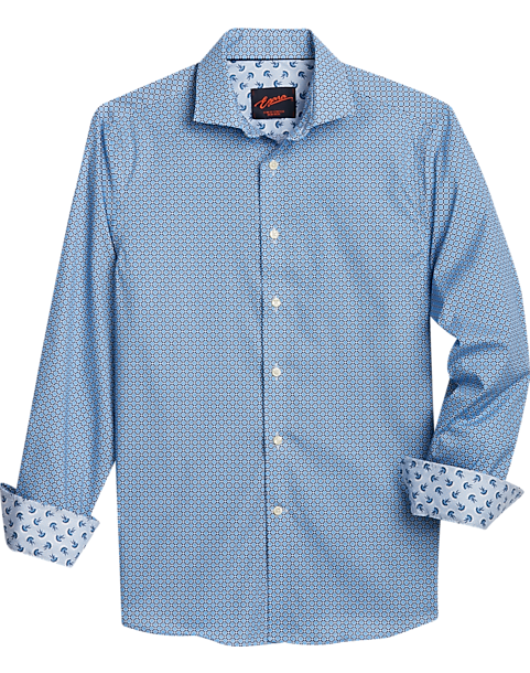 Egara Slim Fit Sport Shirt, Navy Blue Medallion 3 Egara Slim Fit Sport Shirt, Navy Blue Medallion