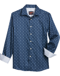 Egara Slim Fit Sport Shirt, Navy Hibiscus Print