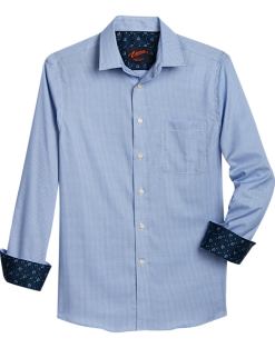 Egara Slim Fit Sport Shirt, Blue Woven Check