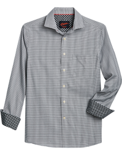 Egara Slim Fit Sport Shirt, Black Woven Check