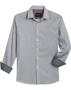 Egara Slim Fit Sport Shirt, Black Mini Geo