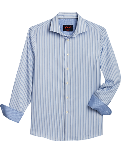 Egara Slim Fit Sport Shirt, Medium Blue Stripe 3 Egara Slim Fit Sport Shirt, Medium Blue Stripe