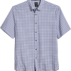 Michael Strahan Modern Fit 4-Way Stretch Short Sleeve Sport Shirt, Blue & White Check 2 Michael Strahan Modern Fit 4-Way Stretch Short Sleeve Sport Shirt, Blue & White Check -Dress Shirts Sales MW40 6N0U 10 MICHAEL STRAHAN WHITE MAIN