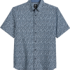 Michael Strahan Modern Fit 4-Way Stretch Short Sleeve Sport Shirt, Blue Liberty Floral -Dress Shirts Sales MW40 6N0W 01 MICHAEL STRAHAN NAVY MAIN
