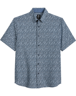 Michael Strahan Modern Fit 4-Way Stretch Short Sleeve Sport Shirt, Blue Liberty Floral
