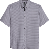 Michael Strahan Modern Fit 4-Way Stretch Short Sleeve Sport Shirt, Gray Oval -Dress Shirts Sales MW40 6N1A 04 MICHAEL STRAHAN GRAY MAIN