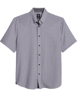 Michael Strahan Modern Fit 4-Way Stretch Short Sleeve Sport Shirt, Gray Oval