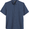 Michael Strahan Modern Fit 4-Way Stretch Short Sleeve Sport Shirt, Navy Square Check 2 Michael Strahan Modern Fit 4-Way Stretch Short Sleeve Sport Shirt, Navy Square Check -Dress Shirts Sales MW40 6N1D 01 MICHAEL STRAHAN NAVY MAIN