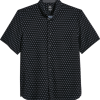 Michael Strahan Modern Fit Four-Way Stretch Short Sleeve Sport Shirt, Black Pinwheel -Dress Shirts Sales MW40 6N1H 02 MICHAEL STRAHAN BLACK MAIN