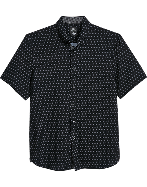 Michael Strahan Modern Fit Four-Way Stretch Short Sleeve Sport Shirt, Black Pinwheel 3 Michael Strahan Modern Fit Four-Way Stretch Short Sleeve Sport Shirt, Black Pinwheel