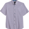 Michael Strahan Modern Fit 4-Way Stretch Short Sleeve Sport Shirt, Pink & Blue Oval -Dress Shirts Sales MW40 6N1P 97 MICHAEL STRAHAN PINK MAIN