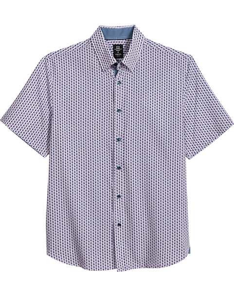 Michael Strahan Modern Fit 4-Way Stretch Short Sleeve Sport Shirt, Pink & Blue Oval 3 Michael Strahan Modern Fit 4-Way Stretch Short Sleeve Sport Shirt, Pink & Blue Oval