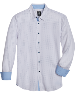 Michael Strahan Modern Fit Four-Way Stretch Sport Shirt, White Mini Triangle