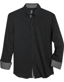 Michael Strahan Modern Fit 4-Way Stretch Sport Shirt Black Mini Triangle