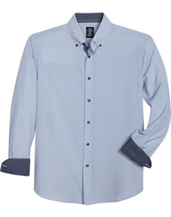 Michael Strahan Modern Fit Four-Way Stretch Sport Shirt, White Mini Diamond