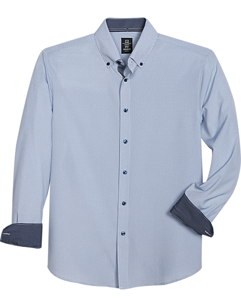 Michael Strahan Modern Fit Four-Way Stretch Sport Shirt, White Mini Diamond 3 Michael Strahan Modern Fit Four-Way Stretch Sport Shirt, White Mini Diamond