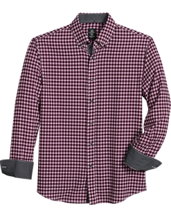 Michael Strahan Modern Fit Button-Down Collar 4-Way Stretch Sport Shirt Pink Check