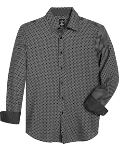 Michael Strahan Modern Fit 4-Way Stretch Sport Shirt Black Geo Starfish