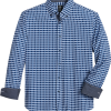 Michael Strahan Modern Fit Button-Down Collar Four-Way Stretch Sport Shirt, Medium Blue Geo Check -Dress Shirts Sales MW40 6N2L 14 MICHAEL STRAHAN MED BLUE MAIN