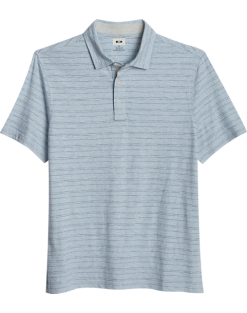 Joseph Abboud Modern Fit Short Sleeve Polo Shirt, Light Blue Stripe