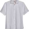 Joseph Abboud Modern Fit Short Sleeve Linen-Blend Sport Shirt, White
