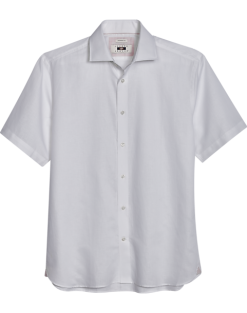Joseph Abboud Modern Fit Short Sleeve Linen-Blend Sport Shirt, White