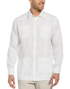 Cubavera Modern Fit Linen Guayabera Shirt, White