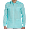 Cubavera Modern Fit Linen Guayabera Shirt, Blue