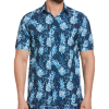 Cubavera Modern Fit 4-Way Stretch Sport Shirt, Blue Pineapple Print