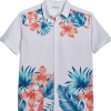 Cubavera Modern Fit 4-Way Stretch Sport Shirt, White Tropical Print