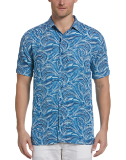 Cubavera Modern Fit 4-Way Stretch Sport Shirt, Medium Blue Textured Wave