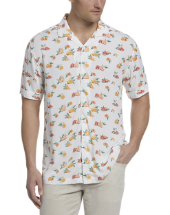 Cubavera Modern Fit Camp Shirt, White Tropical Fruit