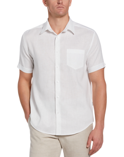 Cubavera Modern Fit TravelSelect Linen Blend Shirt, White