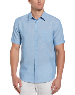 Cubavera Modern Fit TravelSelect Linen Blend Shirt, Blue