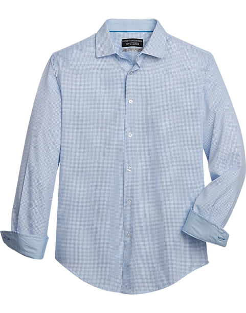 Report Collection Slim Fit Four-Way Stretch Sport Shirt, Light Blue Mini Box Print 3 Report Collection Slim Fit Four-Way Stretch Sport Shirt, Light Blue Mini Box Print