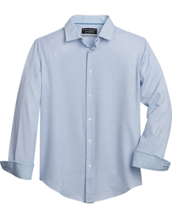 Report Collection Slim Fit Four-Way Stretch Sport Shirt, Light Blue Geo Print