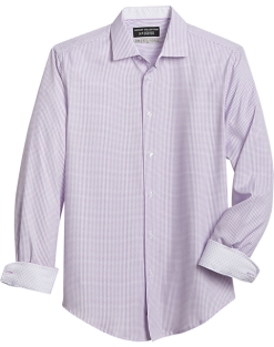 Report Collection Slim Fit Four-Way Stretch Sport Shirt, Purple Mini Square Print