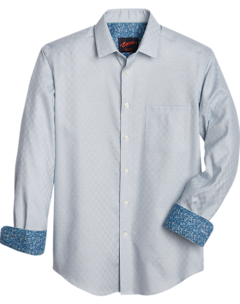 Egara Slim Fit Sport Shirt, Teal Parquet Check 3 Egara Slim Fit Sport Shirt, Teal Parquet Check
