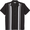 Cubavera Modern Fit Camp Collar Shirt, Black Tri-Color Panels