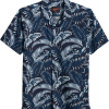 Egara Slim Fit Short Sleeve Sport Shirt, Navy Floral -Dress Shirts Sales MW40 6N7M 01 EGARA NAVY MAIN