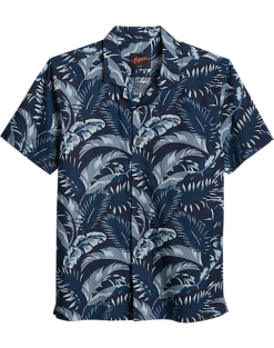 Egara Slim Fit Short Sleeve Sport Shirt, Navy Floral
