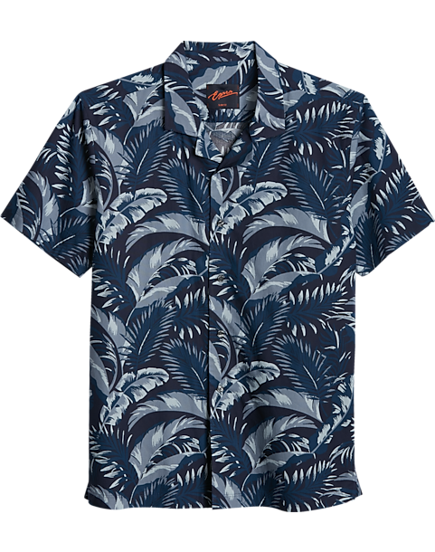 Egara Slim Fit Short Sleeve Sport Shirt, Navy Floral 3 Egara Slim Fit Short Sleeve Sport Shirt, Navy Floral