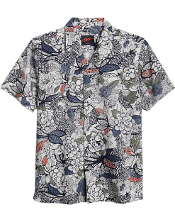 Egara Slim Fit Short Sleeve Sport Shirt, Rust & Blue Floral