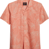Egara Slim Fit Short Sleeve Sport Shirt, Coral Palmetto -Dress Shirts Sales MW40 6N8J 08 EGARA CORAL MAIN
