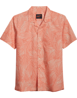 Egara Slim Fit Short Sleeve Sport Shirt, Coral Palmetto