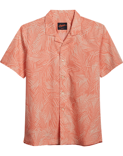 Egara Slim Fit Short Sleeve Sport Shirt, Coral Palmetto 3 Egara Slim Fit Short Sleeve Sport Shirt, Coral Palmetto