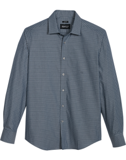 Awearness Kenneth Cole Slim Fit Spread Collar Sport Shirt, Charcoal Check