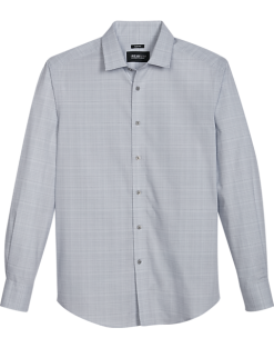 Awearness Kenneth Cole Slim Fit Spread Collar Sport Shirt, Gray Plaid